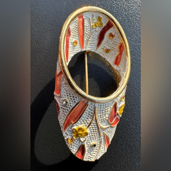 Accessories - Vintage BSK Gold Tone Enameled Brooch